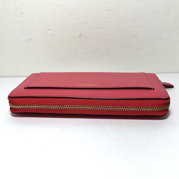 Coach Accordion Zip Around Long Wallet Crossgrain Leather Pink - Picture 5 of 7